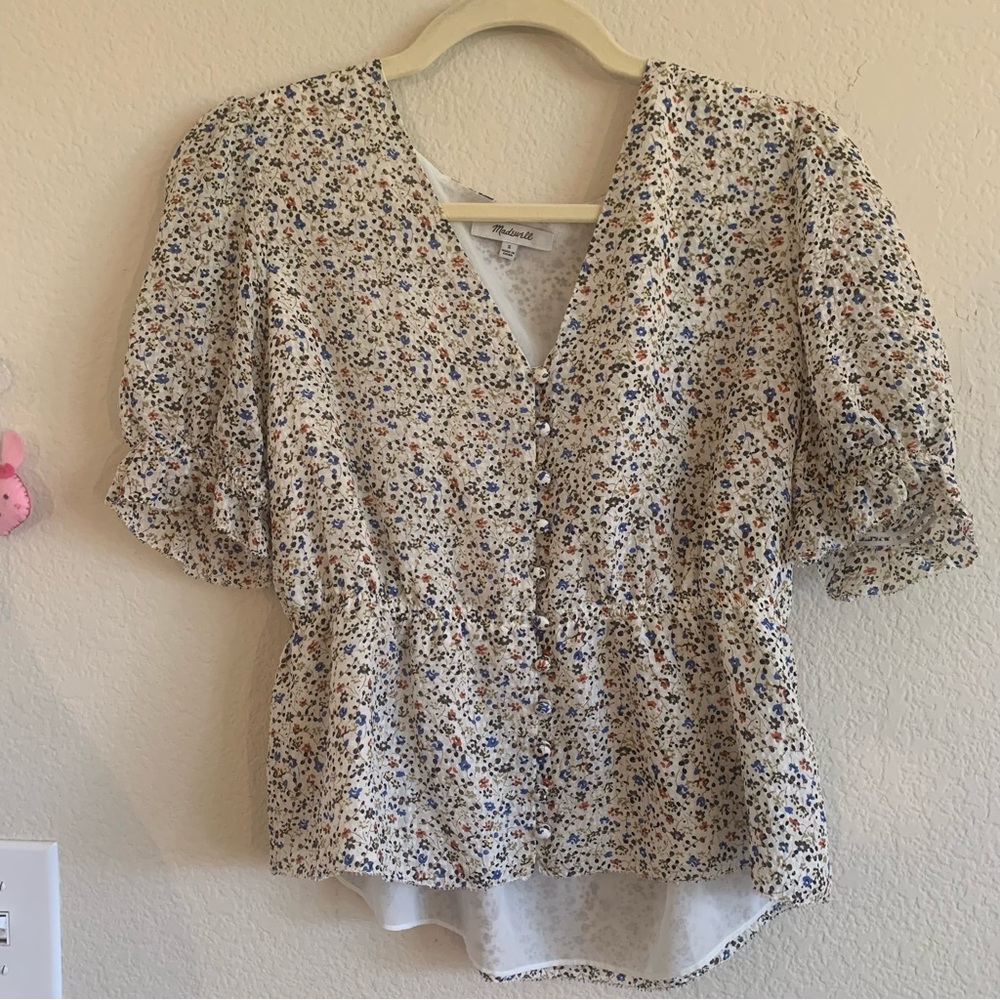 Madewell 100% Silk Peplum Top